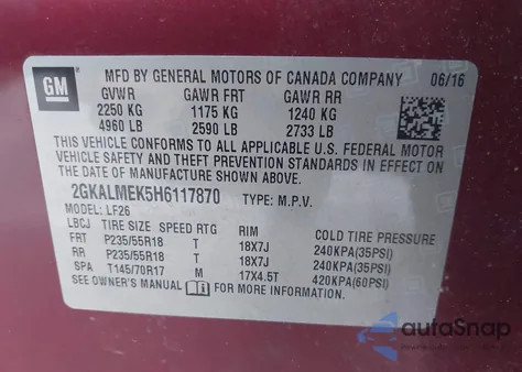 2017 GMC Terrain Sle-1 from USA, damaged, VIN 2GKALMEK5H6117870